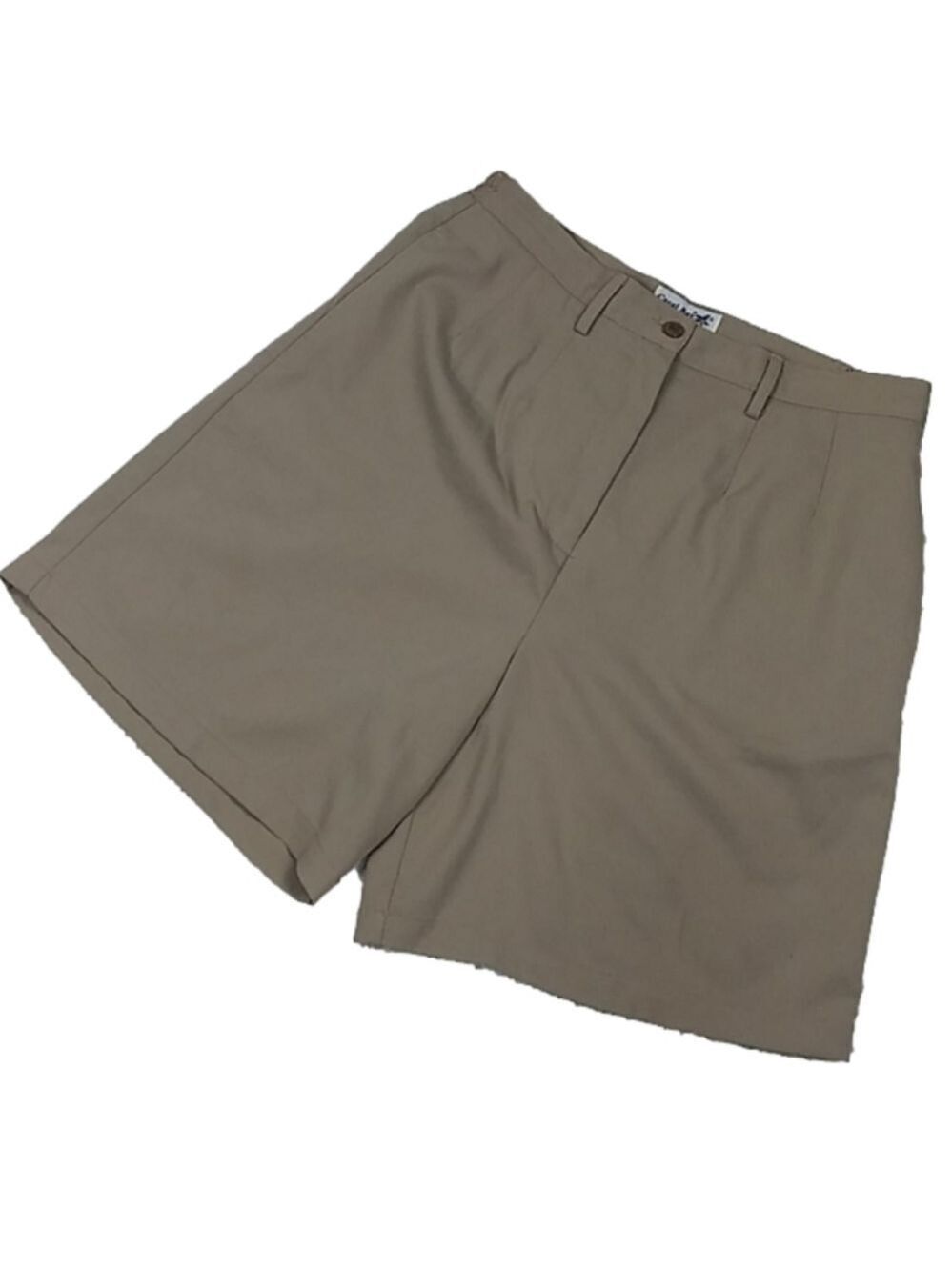 Coral Bay Vintage Golf Taupe High Waist Pleated Front Zip Up Athleisure Short